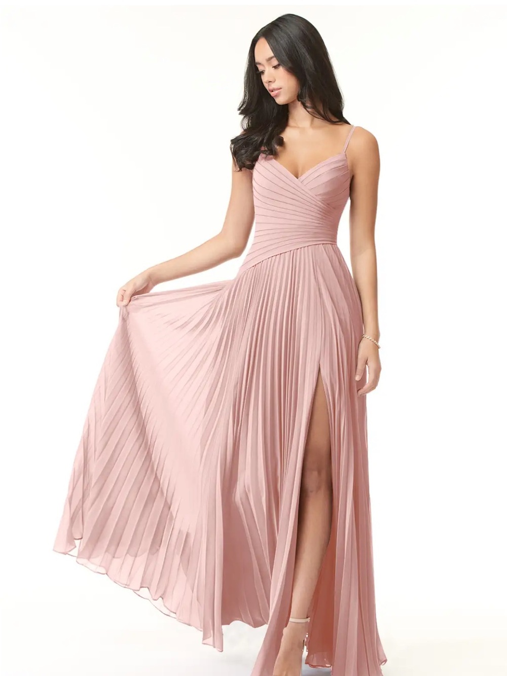 Azazie Vini Powder Pink Chiffon A8
